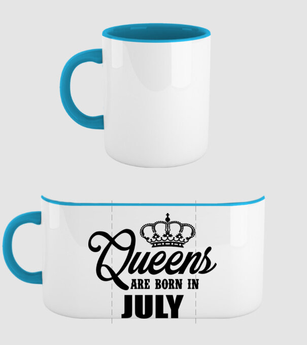 Queens are born in July model albastru deschis pe tricou