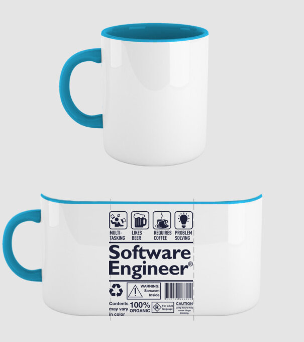 Software Engineer model albastru deschis pe tricou