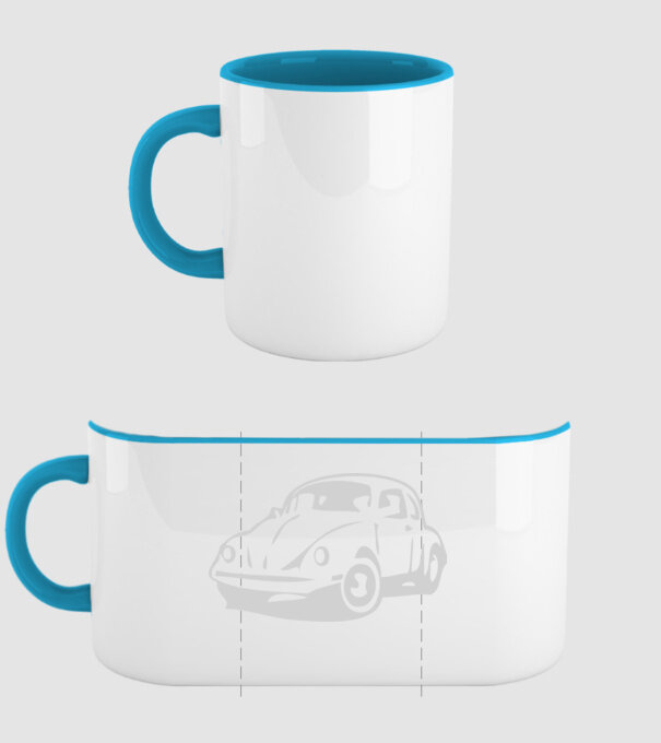 vw beetle model albastru deschis pe tricou