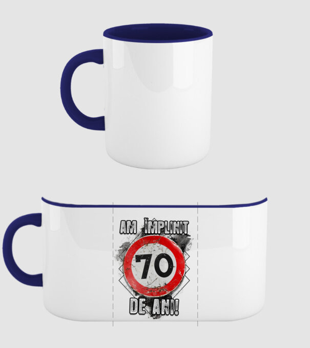 Am împlinit 70 de ani! model albastru închis pe tricou