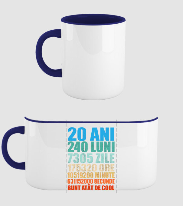 De 20 ani - luni - zile - ore - minute - secunde - sunt atât de cool model albastru închis pe tricou