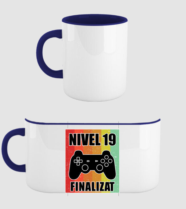 Nivel 19 finalizat model albastru închis pe tricou