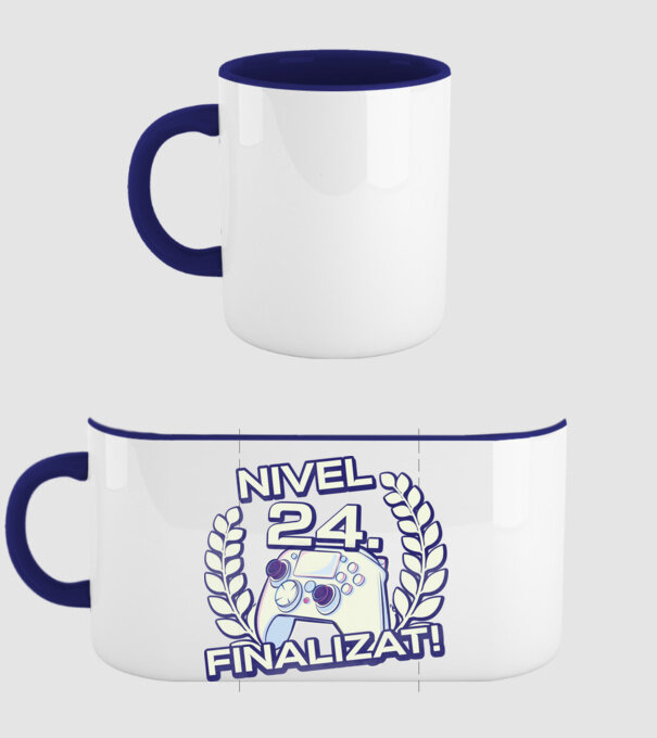 Nivel 24 finalizat! model albastru închis pe tricou