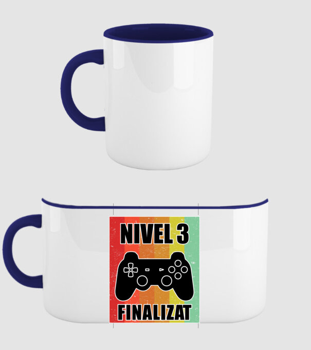 Nivel 3 finalizat model albastru închis pe tricou