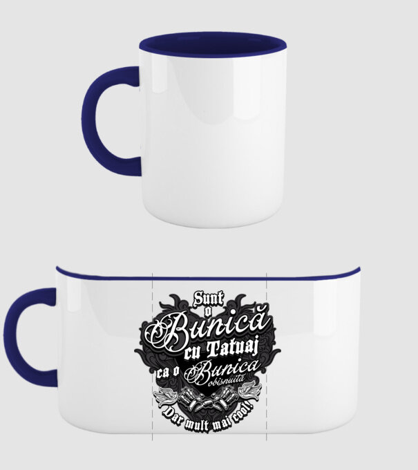 Sunt o bunică cu tatuaj, ca o bunică obișnuită, dar mult mai cool! model albastru închis pe tricou