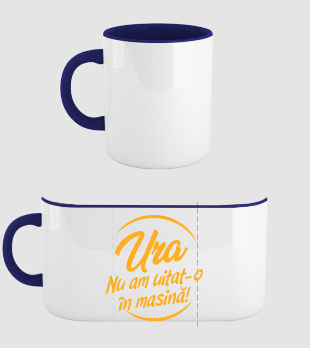 Ura! Nu l-am uitat în mașină! / Ura! Nu am uitat-o în mașină! model albastru închis pe tricou
