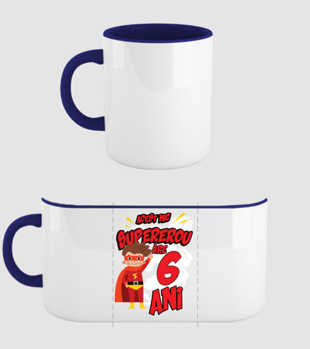Acest mic supererou are 6 ani model albastru închis pe tricou