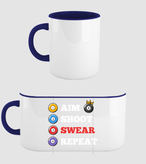 Aim swear shoot repeat - biliard v2 model albastru închis pe tricou