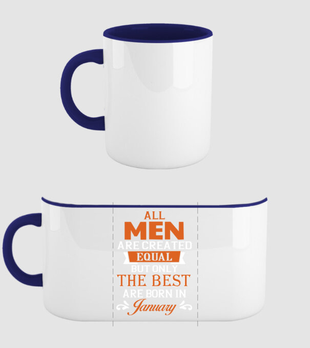 All men created equal but only the beat are born in january model albastru închis pe tricou