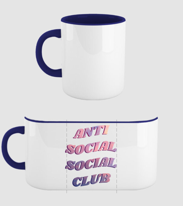 Anti social social club pink model albastru închis pe tricou