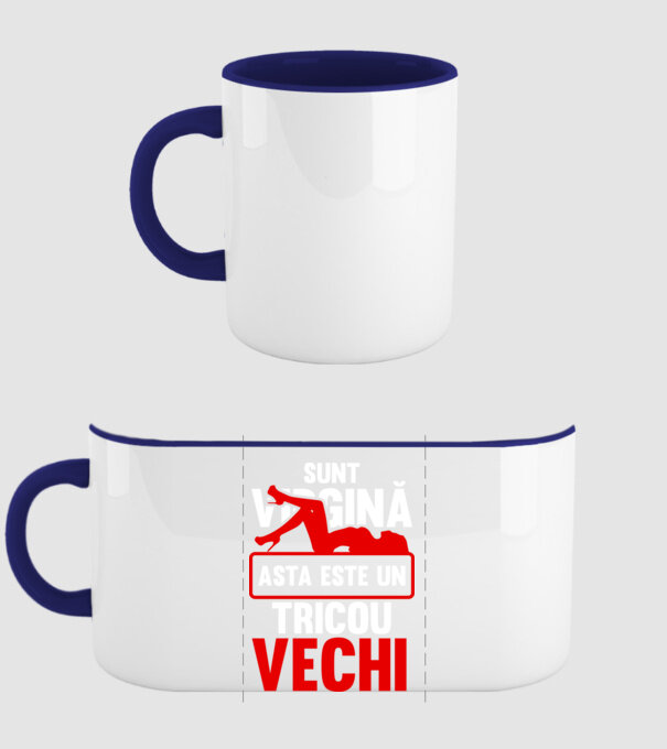 sunt virgină! - Asta este un tricou vechi model albastru închis pe tricou