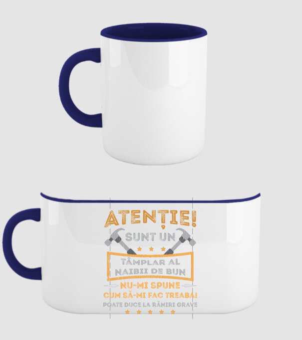 Atenție! Sunt un tâmplar al naibii de bun, nu-mi spune cum să-mi fac treaba! poate duce la răniri grave model albastru închis pe tricou