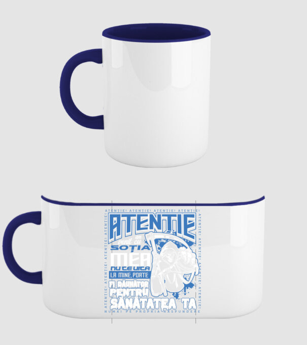 Atenție Am venit cu soția mea model albastru închis pe tricou