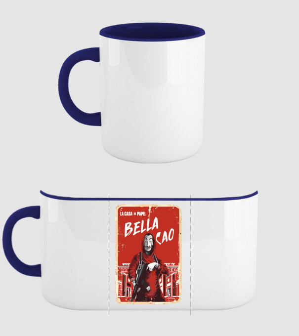 bella ciao poster retro model albastru închis pe tricou