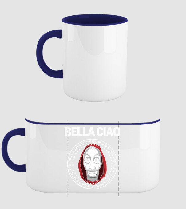 bella ciao stroke white model albastru închis pe tricou