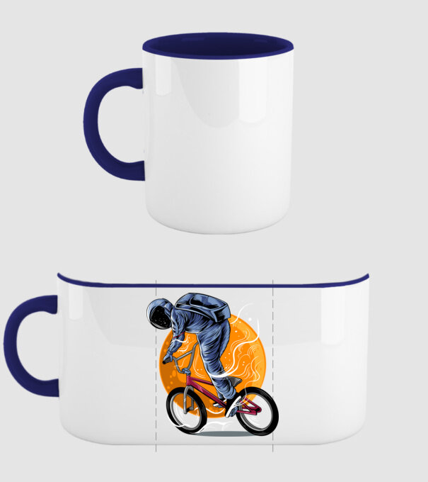 BMX space model albastru închis pe tricou