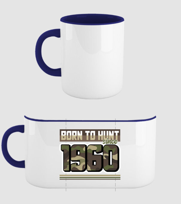 Born to hunt since 1960 model albastru închis pe tricou
