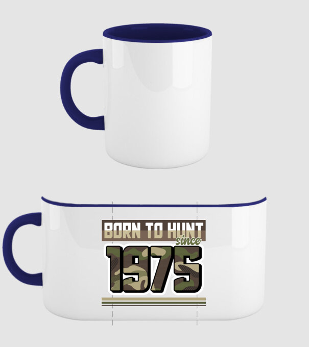 Born to hunt since 1975 model albastru închis pe tricou