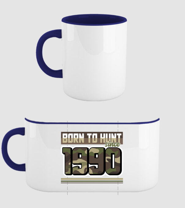 Born to hunt since 1990 model albastru închis pe tricou