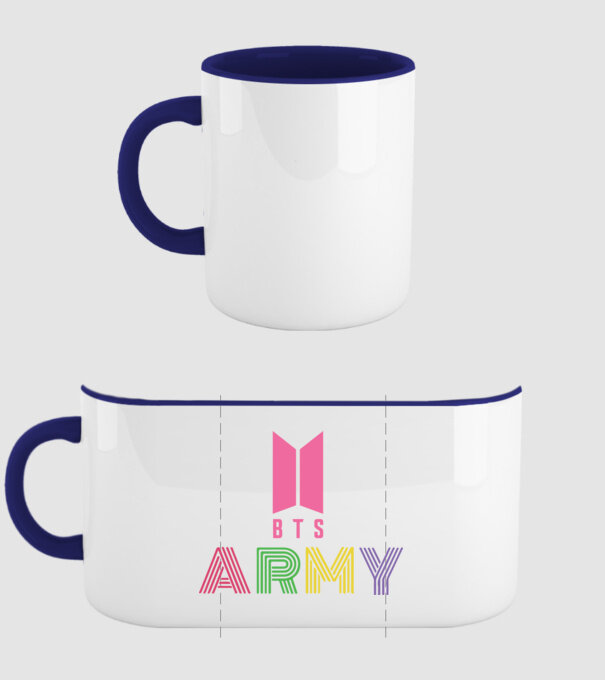 BTS ARMY model albastru închis pe tricou