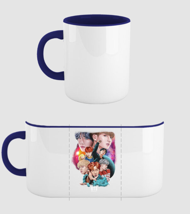 BTS POSTER model albastru închis pe tricou
