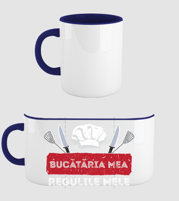Bucătăria mea, regulile mele model albastru închis pe tricou