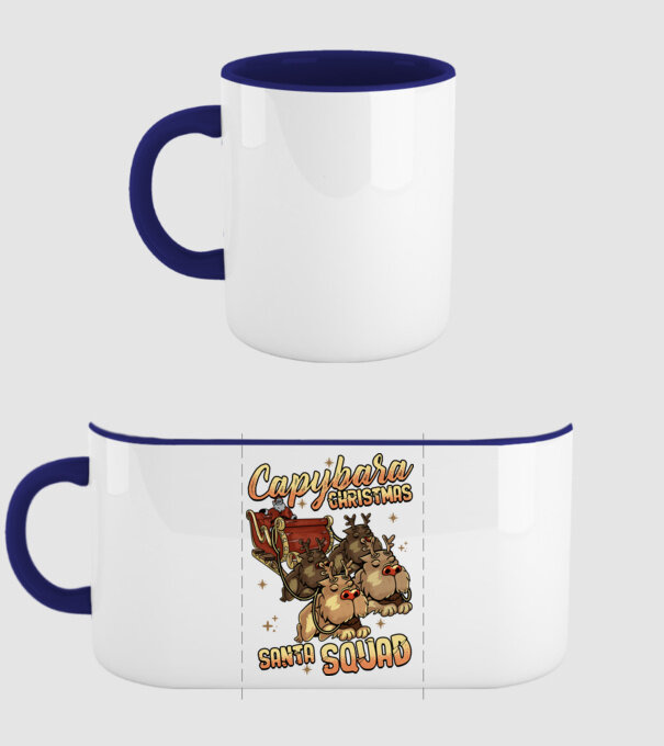 Capybara christmas santa squad model albastru închis pe tricou