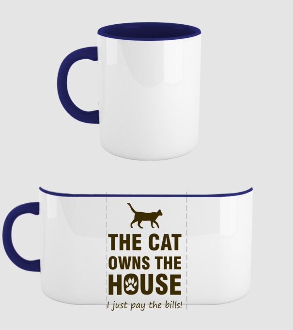 cat own model albastru închis pe tricou