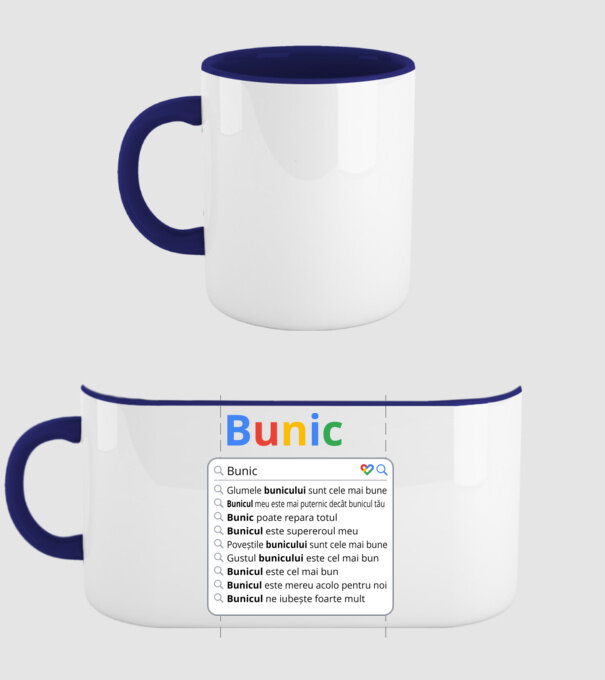 căutare Google Bunic model albastru închis pe tricou