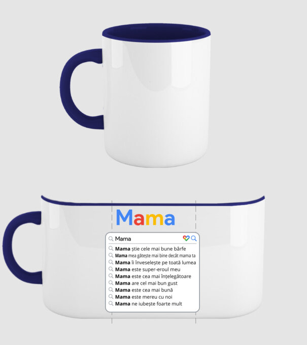 căutare Google Mama model albastru închis pe tricou