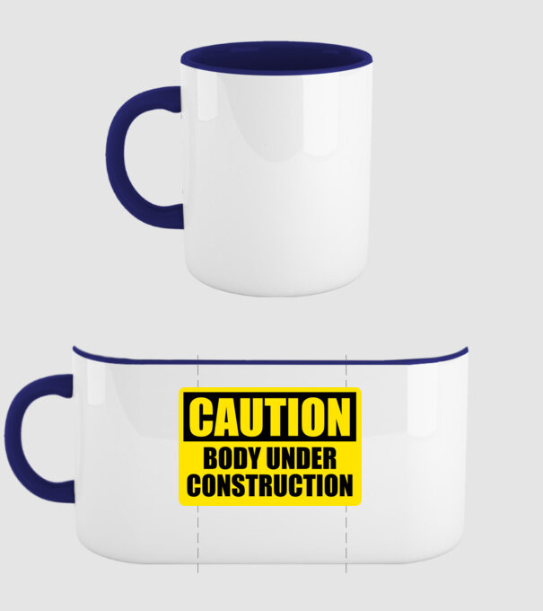 Caution Body Under Construction model albastru închis pe tricou