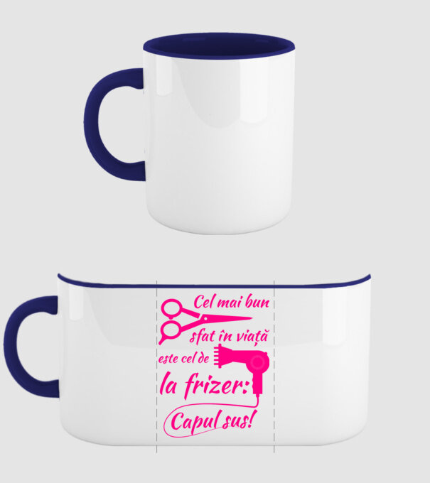 cel mai bun sfat în viață este cel de la frizer: capul sus! model albastru închis pe tricou