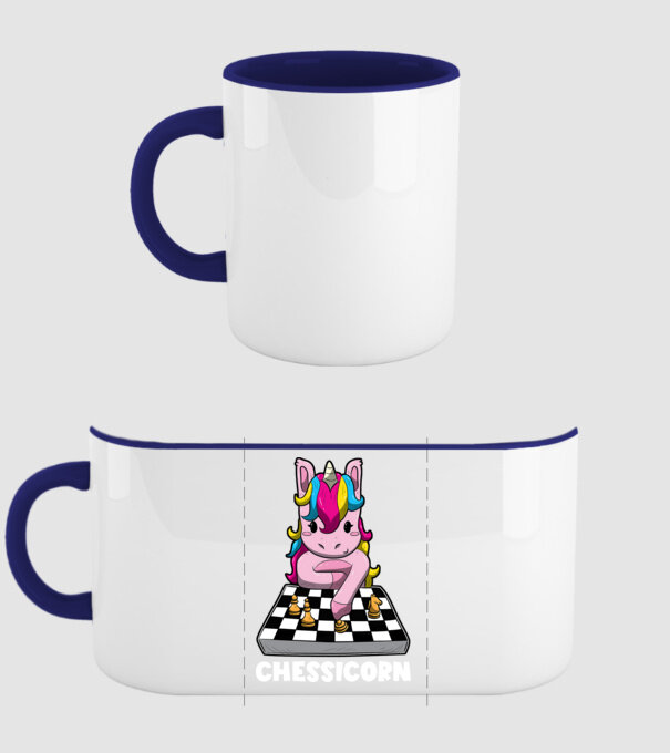 Chessicorn model albastru închis pe tricou