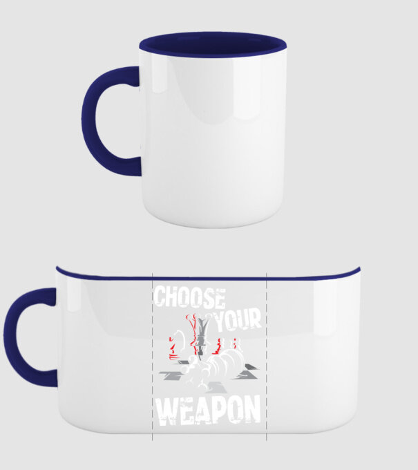 CHOOSE YOUR WEAPON model albastru închis pe tricou