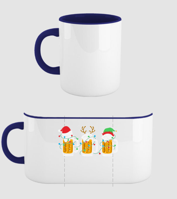 Christmas beer mugs model albastru închis pe tricou