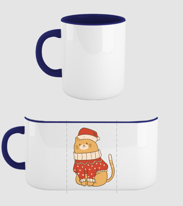 Christmas cat model albastru închis pe tricou