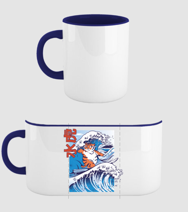 Chubby Surfer Tiger model albastru închis pe tricou