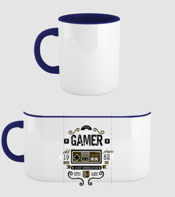 Classic Gamer model albastru închis pe tricou