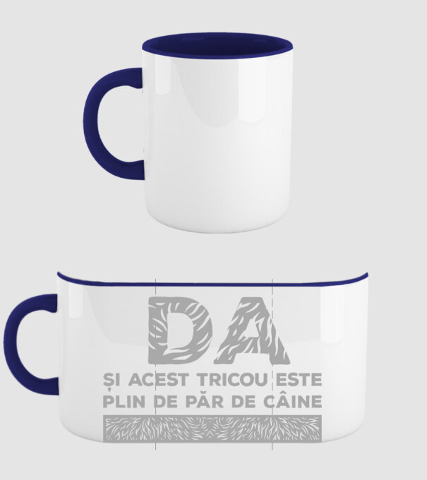 da, și acest tricou este plin de păr de câine model albastru închis pe tricou