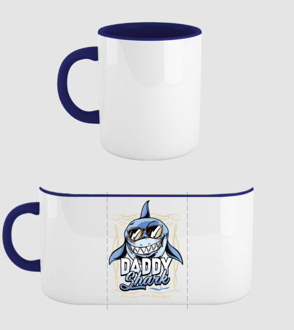 Daddy Shark model albastru închis pe tricou