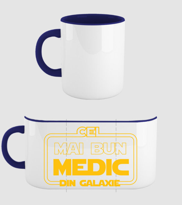 Cel mai bun medic din galaxie model albastru închis pe tricou