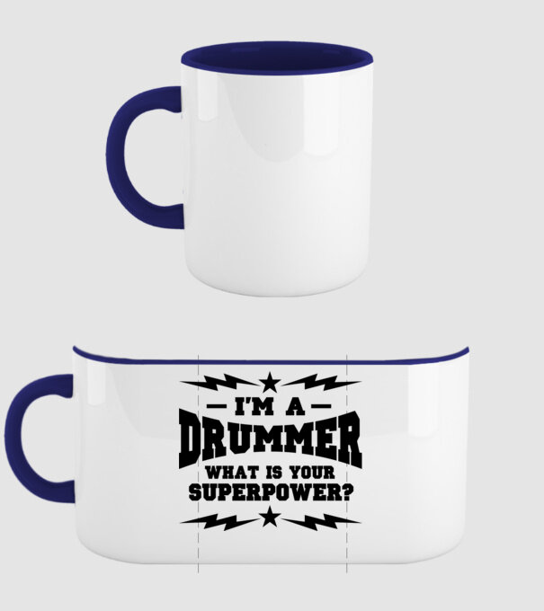 Drummer Superpower model albastru închis pe tricou