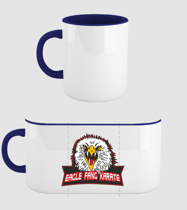eagle fang karate cobra kai model albastru închis pe tricou