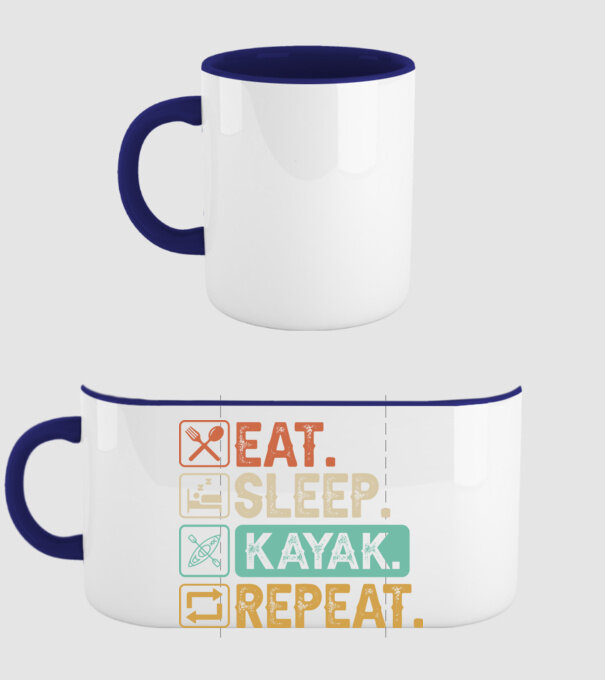 Eat Sleep Kayak model albastru închis pe tricou