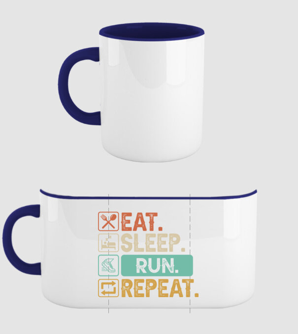 Eat Sleep Run Repeat model albastru închis pe tricou