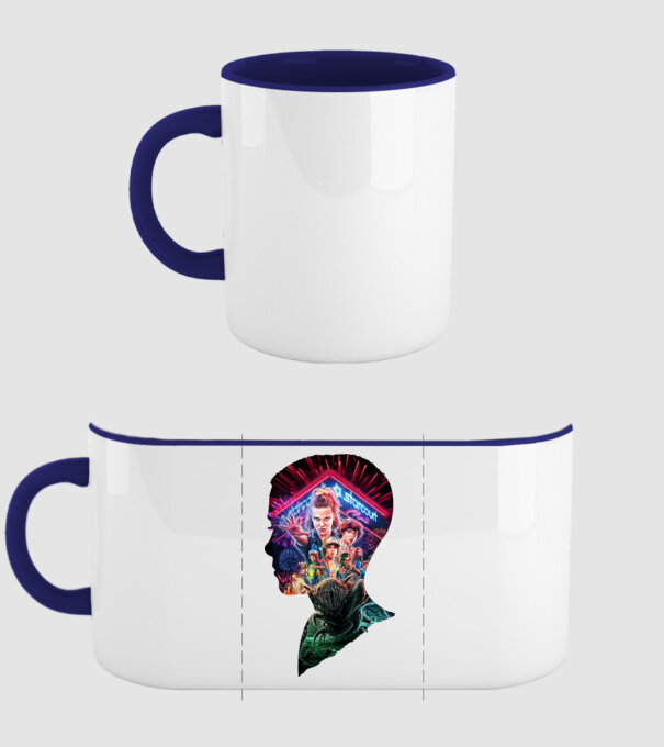 eleven poster head model albastru închis pe tricou