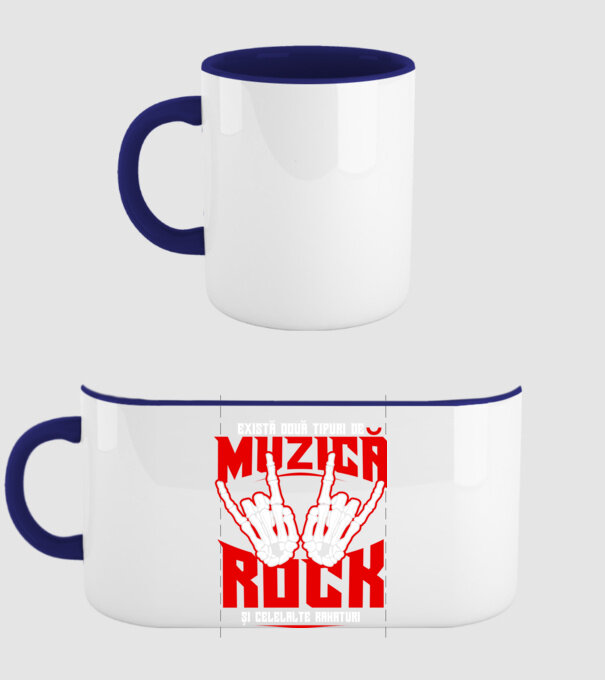 există două tipuri de muzică, rock și celelalte rahaturi model albastru închis pe tricou