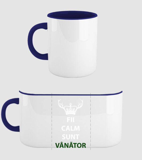 fii calm, sunt vânător model albastru închis pe tricou