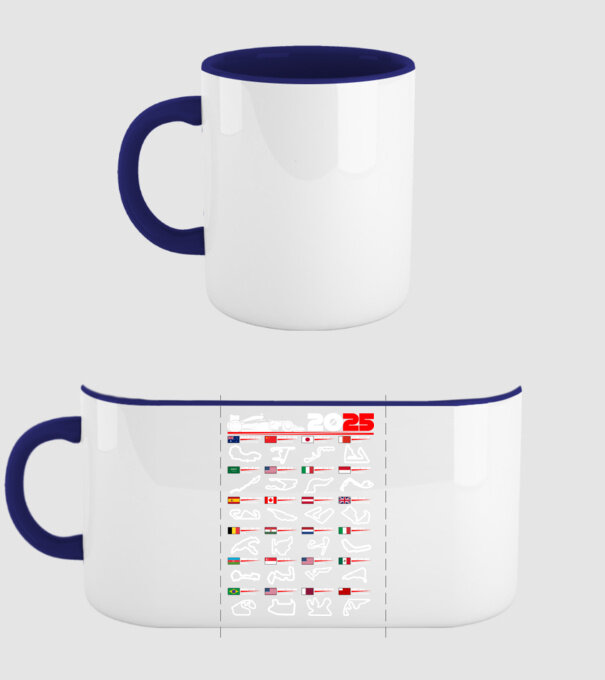 F1 calendar 2025 negru model albastru închis pe tricou