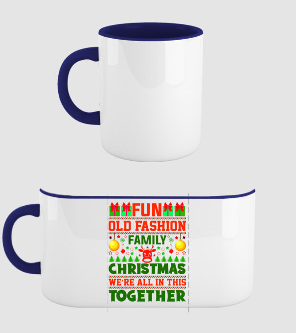 fun old fashion family christmas model albastru închis pe tricou